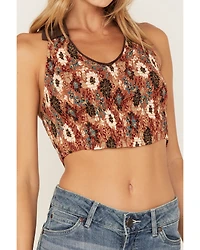 Shyanne Women's Floral Print Smocked Halter Crop Top