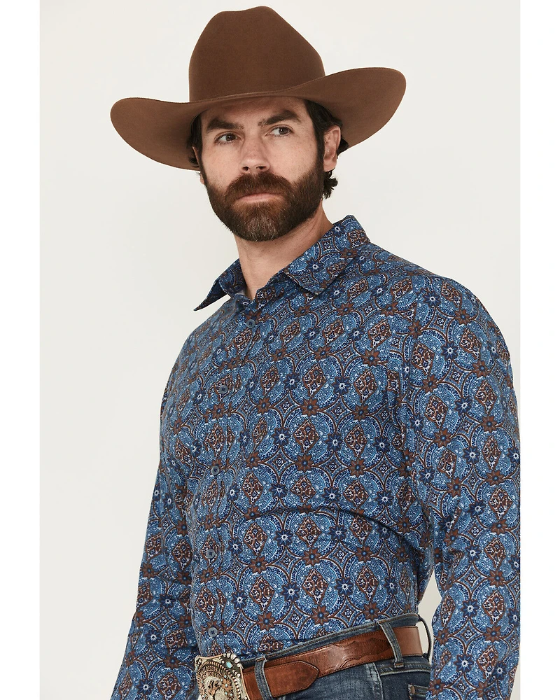 Gibson Trading Co Men's City Limits Medallion Print Long Sleeve Button-Down Stretch Western Shirt