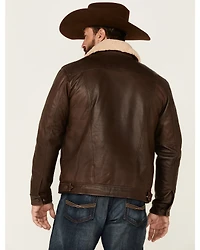 Wrangler Men's Vintage Sherpa Lined Leather Jacket
