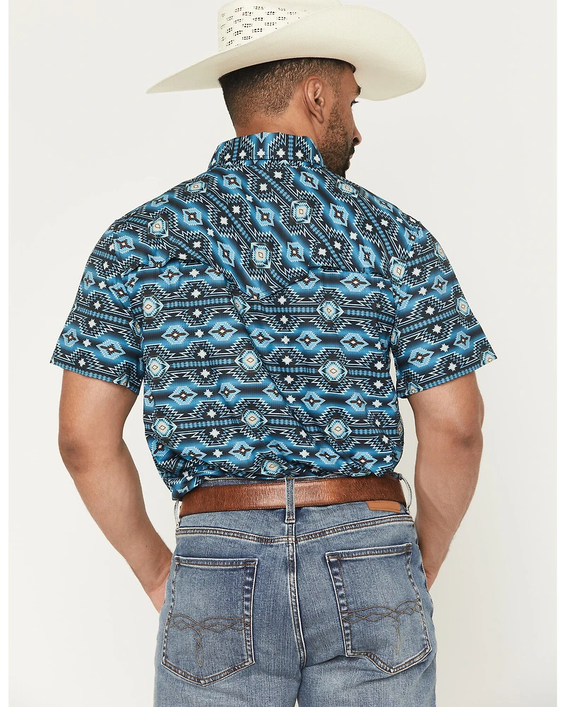 Rock & Roll Denim Men's TEK Southwestern Print Short Sleeve Snap Western Shirt