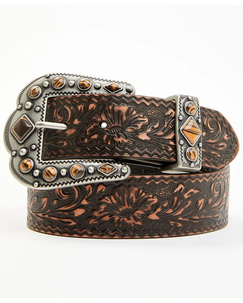 Shyanne Women's Stone Buckle Tooled Belt