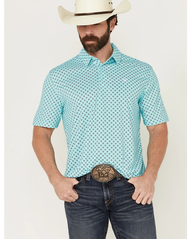 Ariat Men's Geo Print Short Sleeve Button-Down Performance Polo