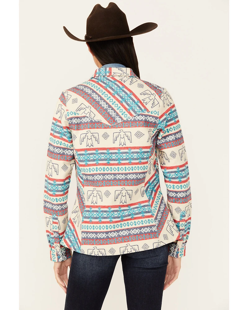 Outback Trading Co Women's Lorelei Southwestern Thunderbird Print Long Sleeve Snap Performance Shirt