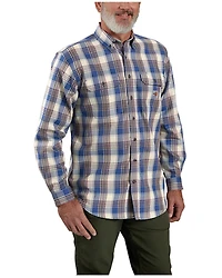 Carhartt Men's FR Force Rugged Flex® Loose Fit Twill Plaid Print Long Sleeve Button-Down Shirt
