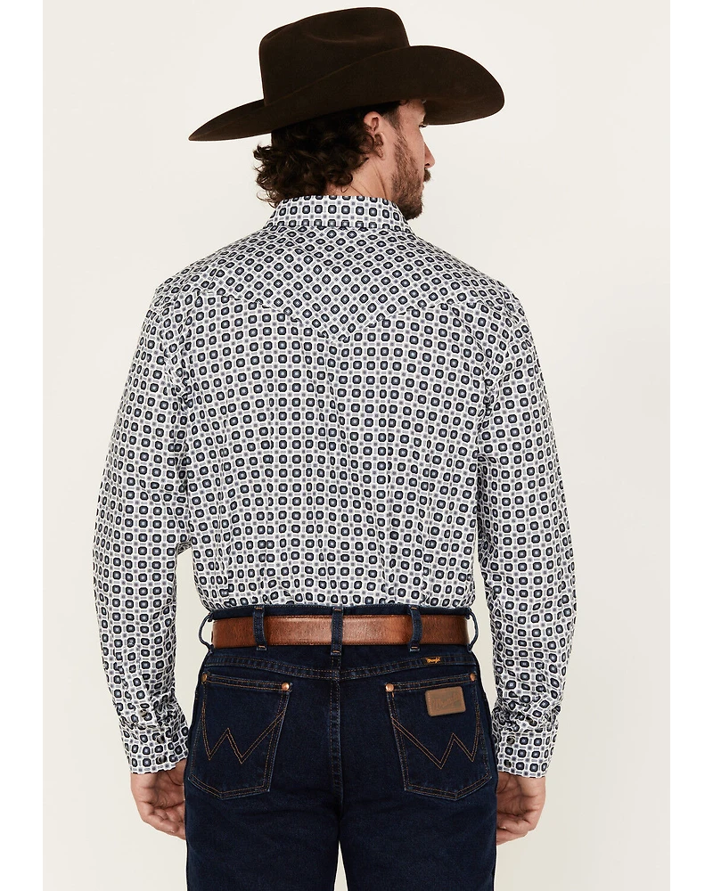 Gibson Trading Co Men's Sprout Geo Print Long Sleeve Snap Stretch Western Shirt