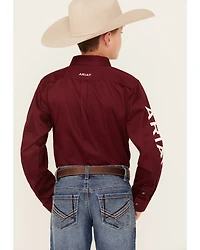 Ariat Boys' Solid Logo Team Long Sleeve Button-Down Western Shirt