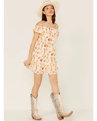 Sadie & Sage Women's Floral Print Moments of Joy Peplum Mini Dress
