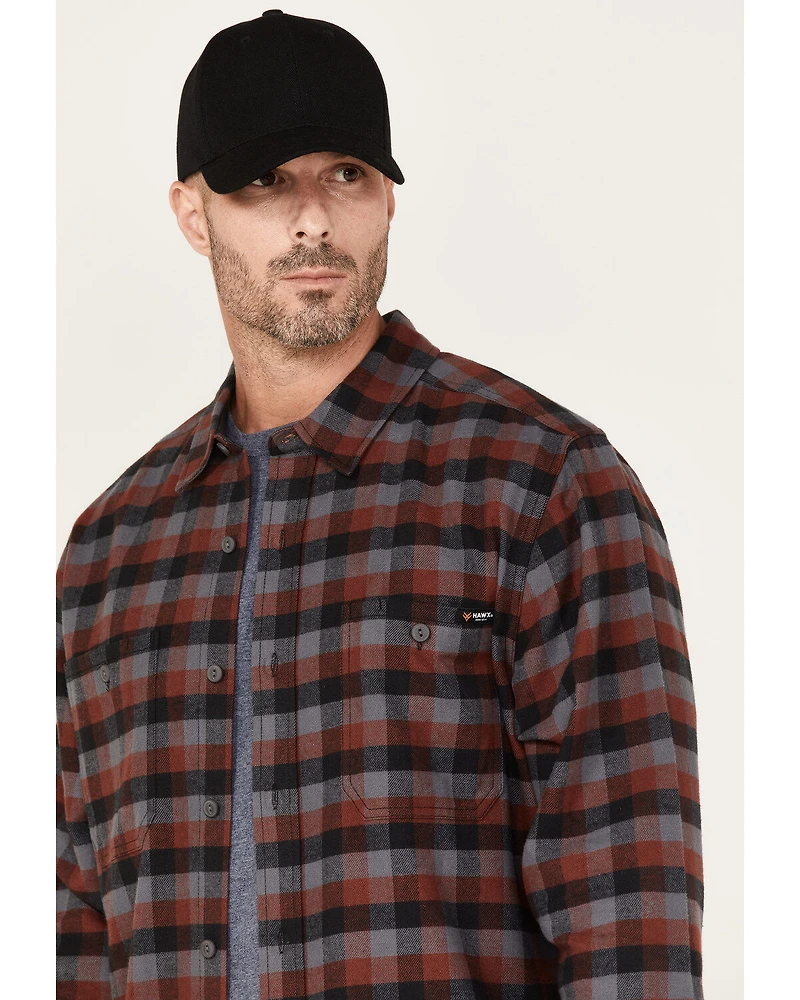 Hawx Men's Checker Long Sleeve Button-Down Flannel Shirt
