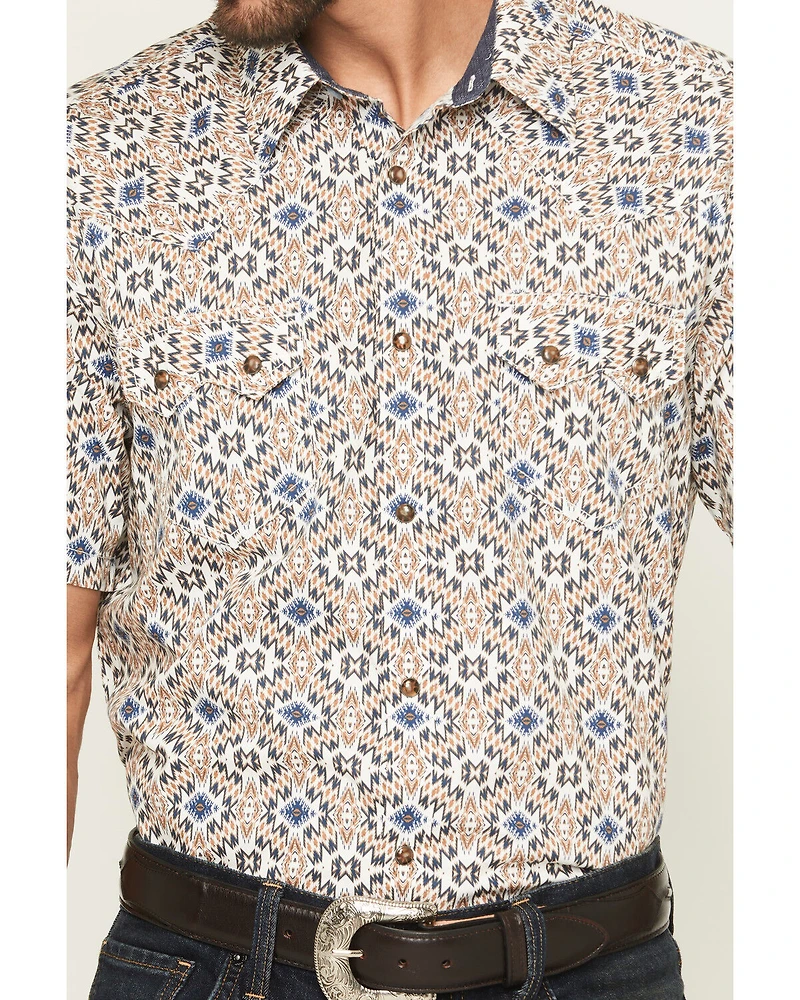 Cody James Men's High Plains Southwestern Print Short Sleeve Snap Western Shirt
