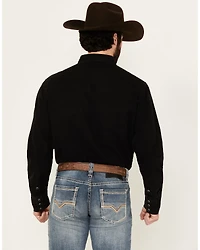 Wrangler Men's Solid Long Sleeve Snap Denim Western Shirt