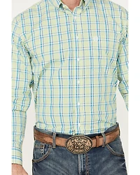 Panhandle Select Men's Plaid Print Long Sleeve Button-Down Western Shirt