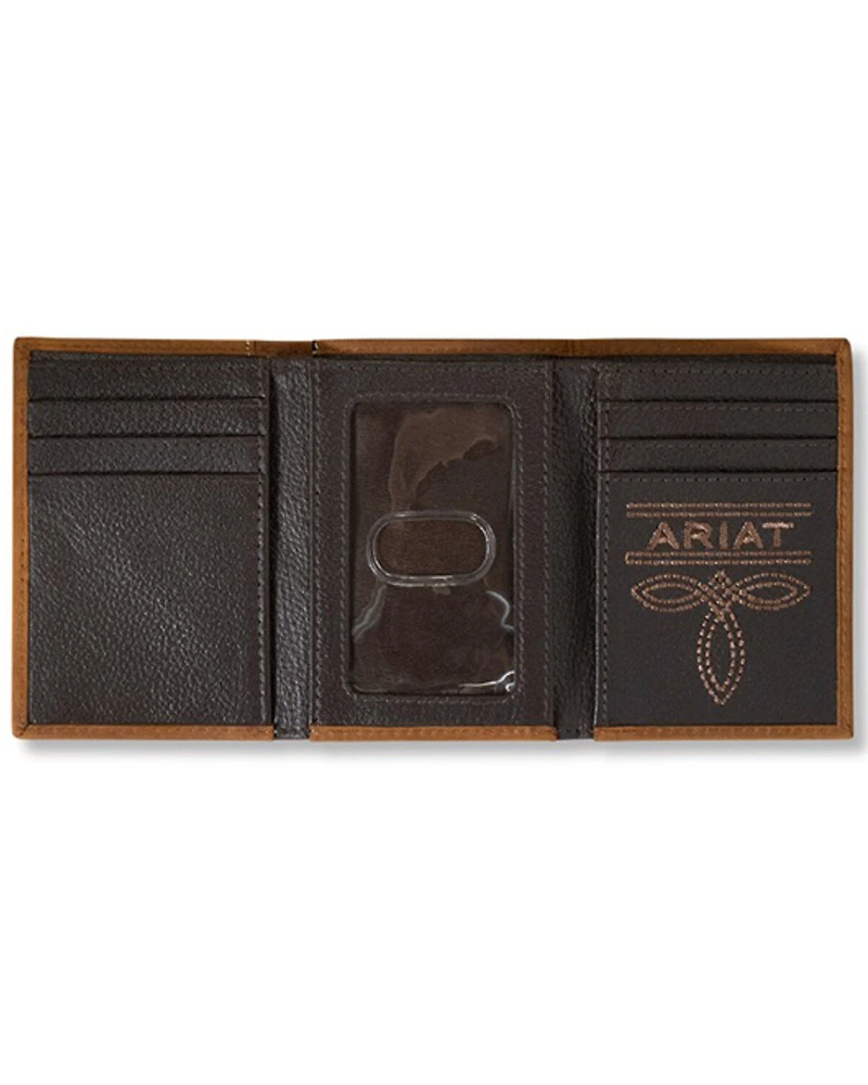 Ariat Men's Tri-Fold Two Tone Leather Wallet