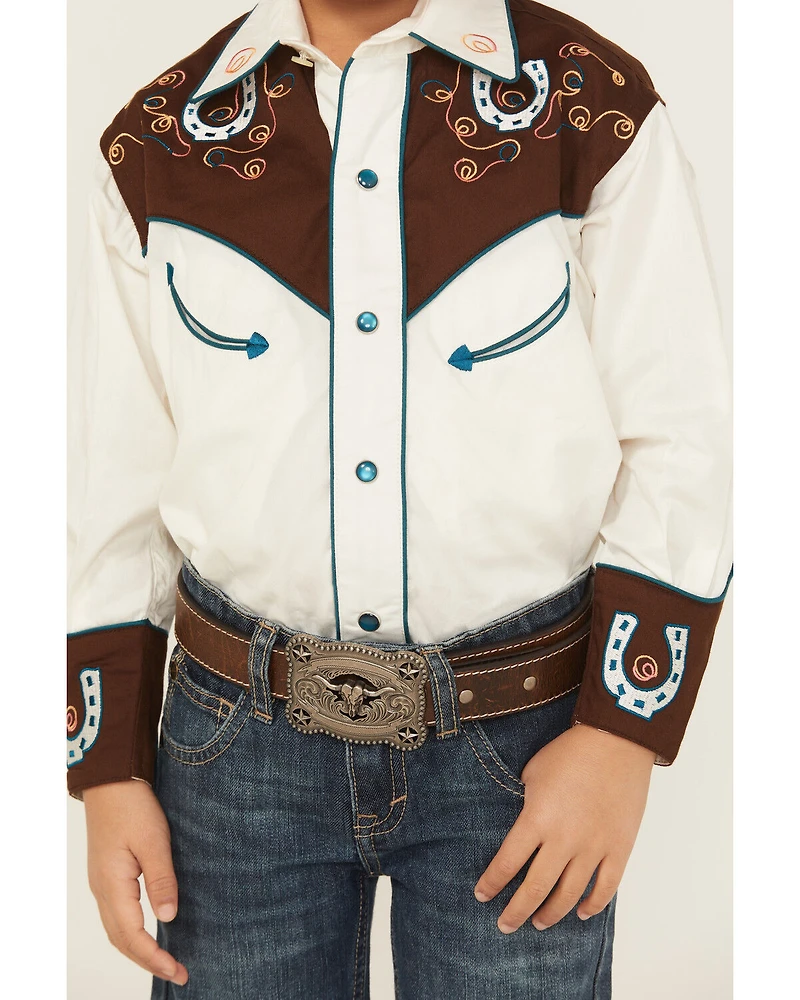 Rockmount Ranchwear Boys' Embroidered Long Sleeve Pearl Snap Western Shirt