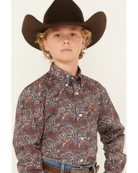 Cinch Boys' Paisley Print Long Sleeve Button Down Western Shirt
