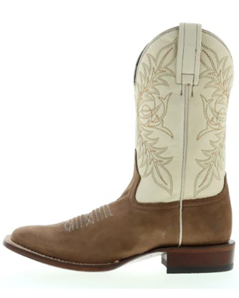 Botas Caborca For Liberty Black Women's Embroidered Leaf Western Boot - Broad Square Toe