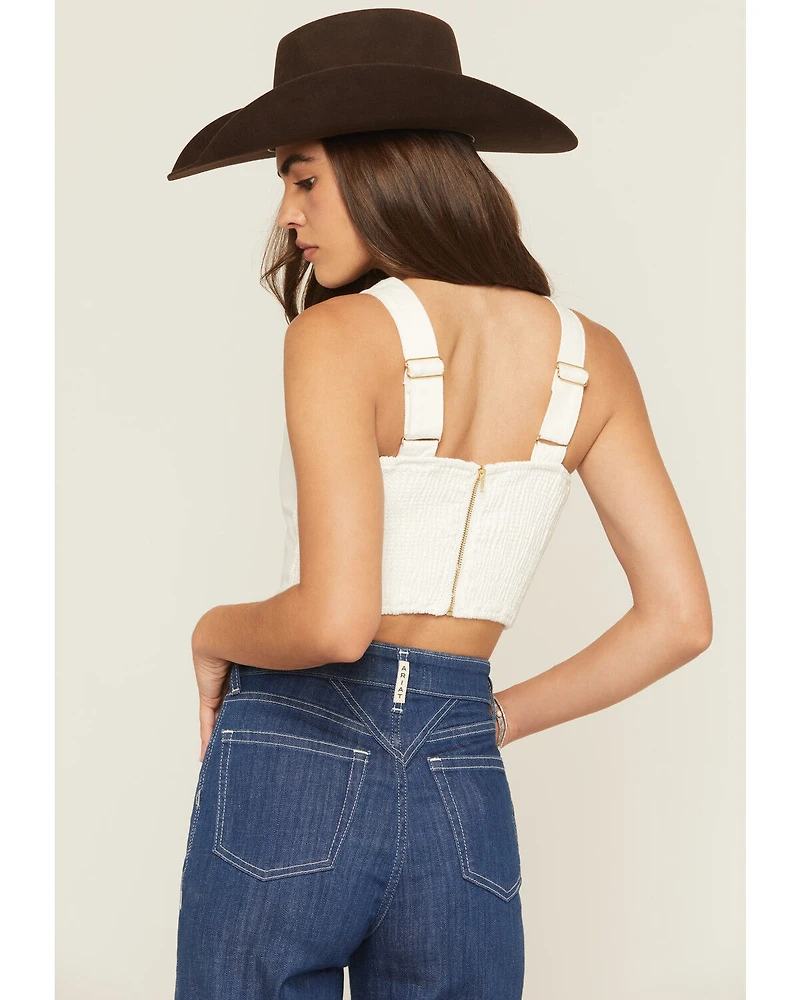 Show Me Your Mumu Women's Crossroads Corset Sleeveless Denim Top