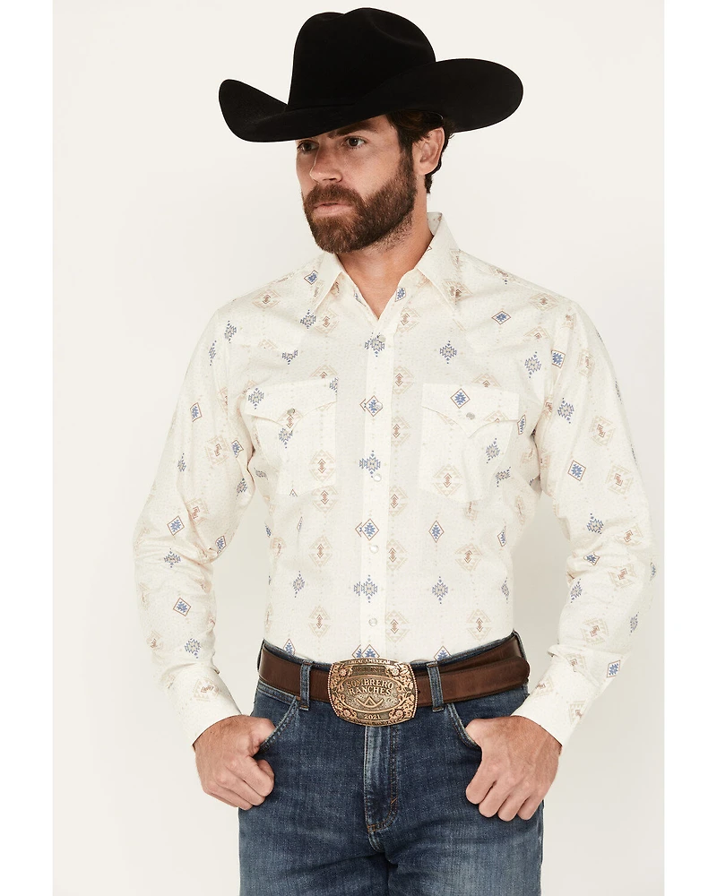 Ely Walker Men's Southwestern Print Long Sleeve Pearl Snap Western Shirt