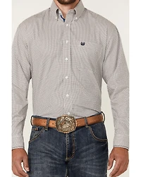 Rough Stock by Panhandle Men's Dobby Print Long Sleeve Button-Down Western Shirt