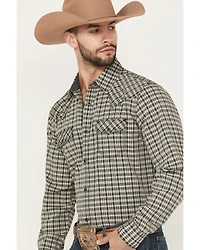 Moonshine Spirit Men's High Strung Dobby Plaid Print Long Sleeve Snap Western Shirt