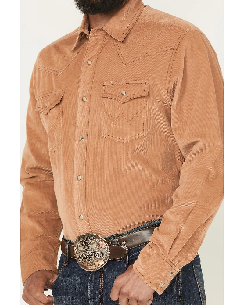 Wrangler Retro Men's Solid Corduroy Long Sleeve Snap Western Shirt