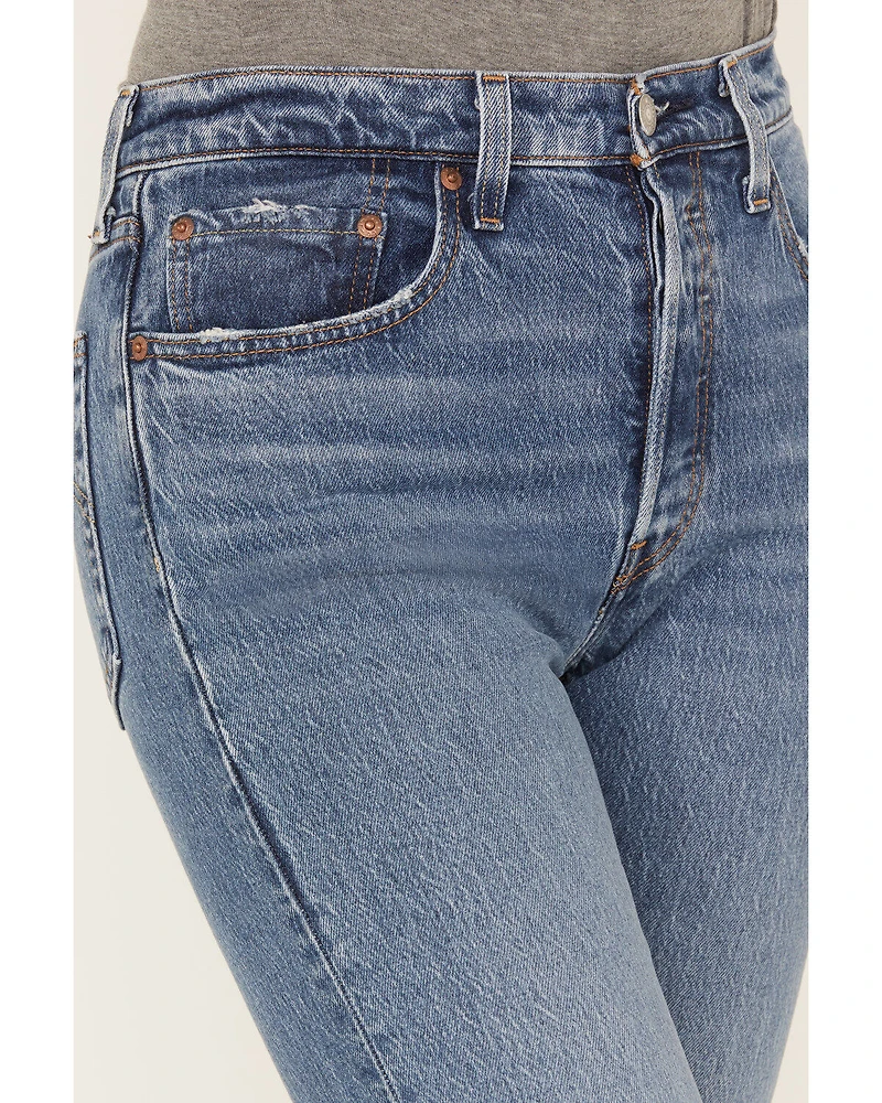 Levi's Women's Medium Wash 501 Worn Jeans