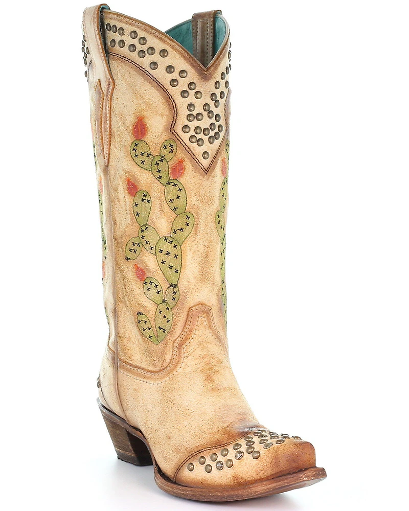 Corral Women's Saddle Cactus Embroidery Western Boots - Snip Toe