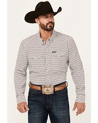 Panhandle Select Men's Southwestern Geo Print Long Sleeve Snap Performance Stretch Western Shirt