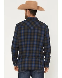 Moonshine Spirit Men's Stage Light Plaid Print Long Sleeve Snap Flannel Shirt