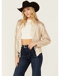 Miss Me Women's Sequins Cascade Front Jacket