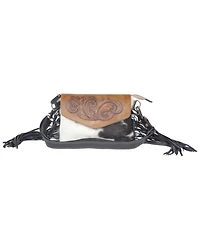 Myra Bag Women's Anam Cara Hair-On Hide Hand-Tooled Fringe Bag