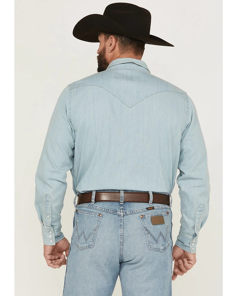 Cody James Men's Frosty Light Wash Long Sleeve Snap Denim Western Shirt