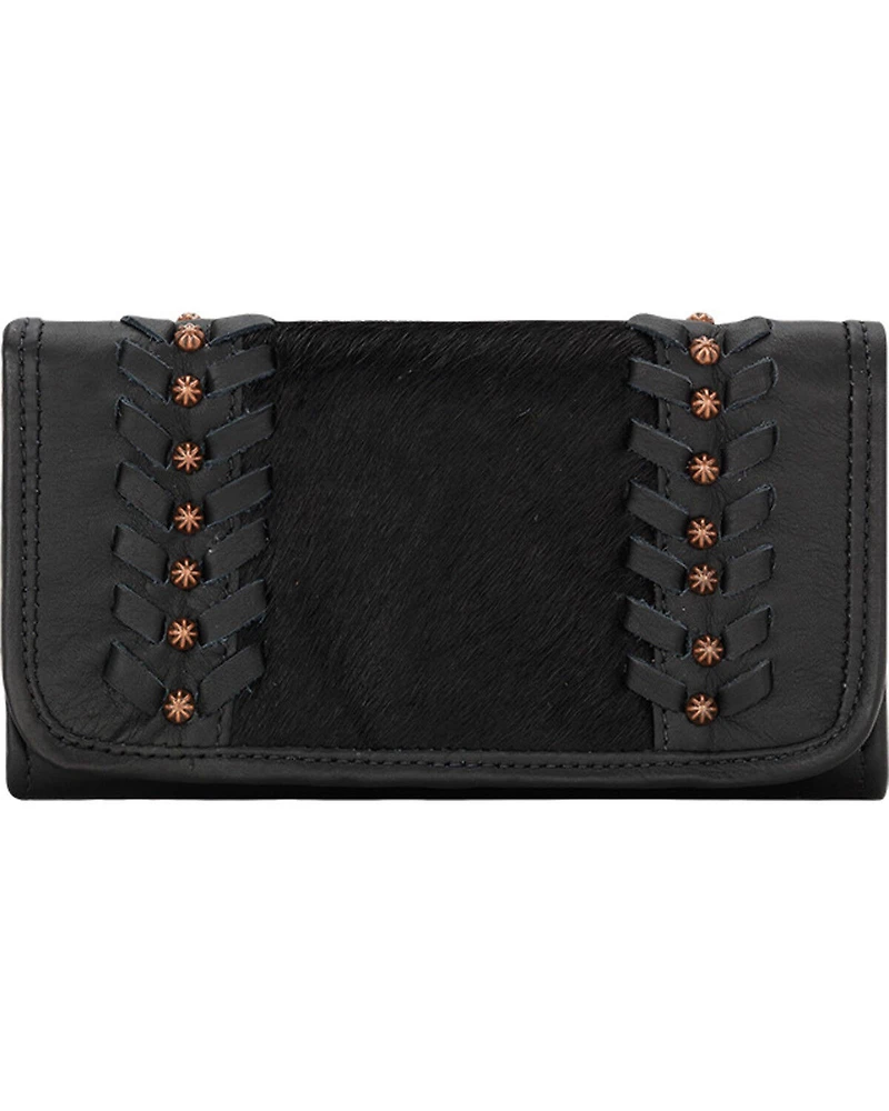 American West Women's Cow Town Black Tri-Fold Wallet
