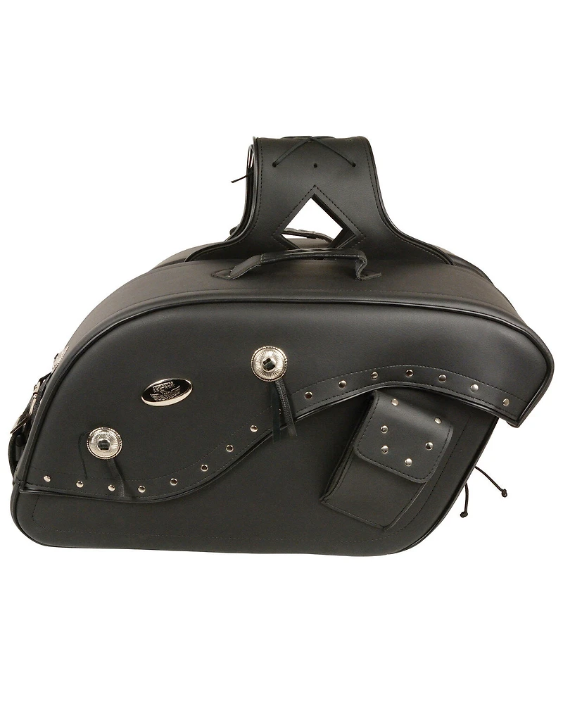 Milwaukee Leather Medium Cruiser Style Riveted Throw Over Saddle Bag