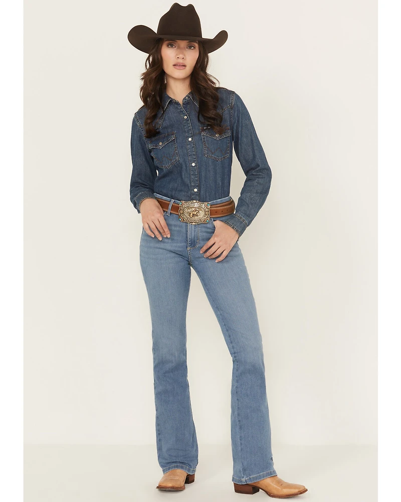Wrangler Women's Palmer Medium Wash Bespoke High Rise Bootcut Stretch Denim Jeans