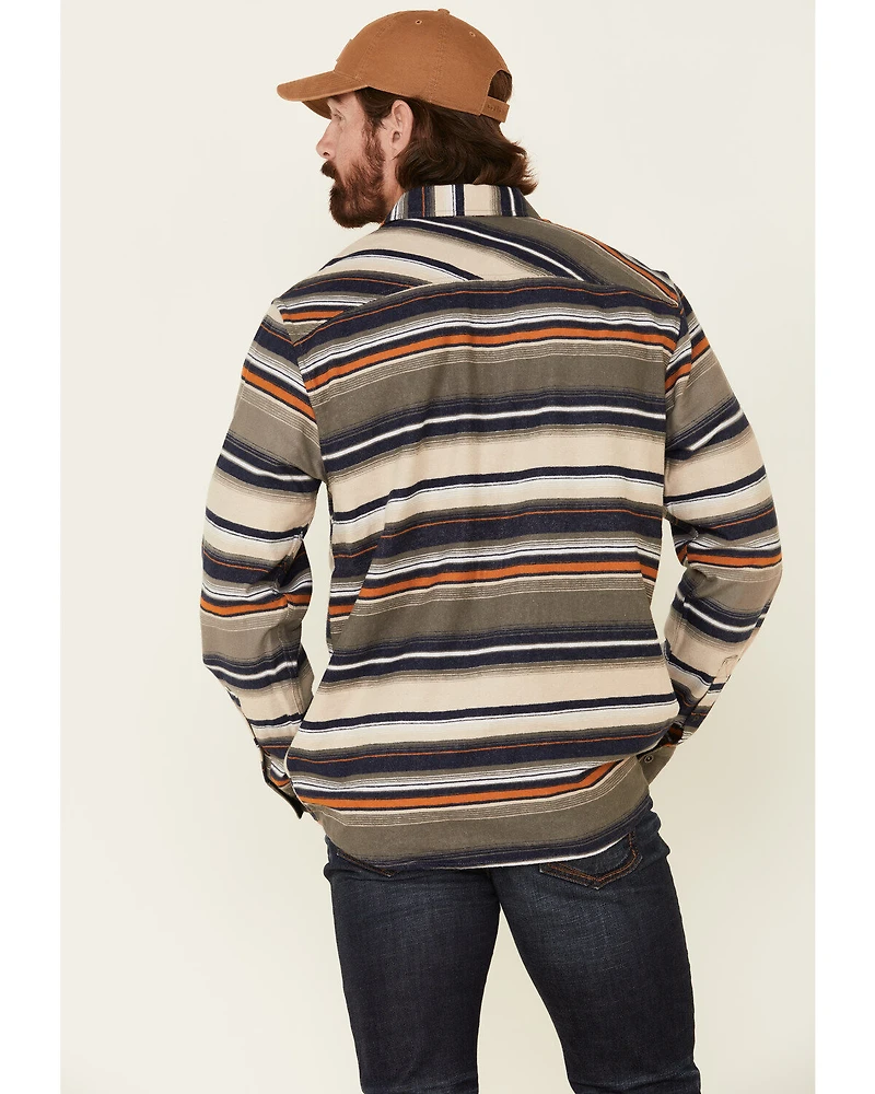 North River Men's Oatmeal Lake Striped Long Sleeve Western Flannel Shirt