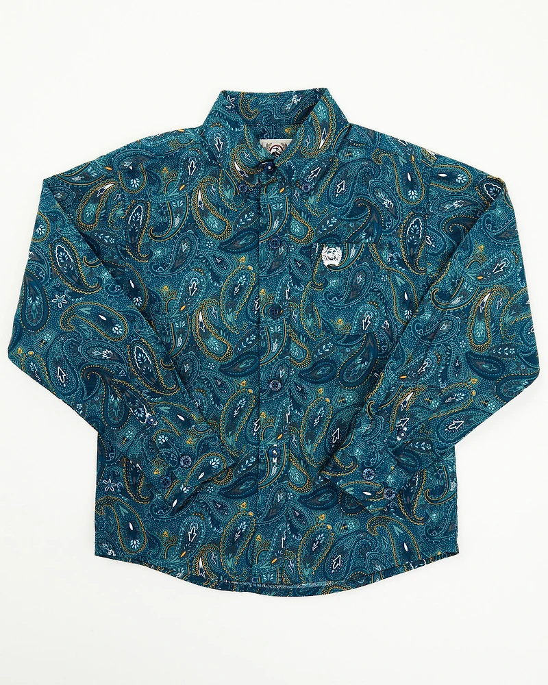 Cinch Toddler Boys' Paisley Print Long Sleeve Button-Down Western Shirt