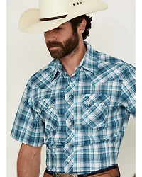Wrangler Retro Men's Plaid Print Short Sleeve Snap Western Shirt