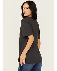 Youth Revolt Women's Cutout Neck Long Horn Ranch Graphic Tee