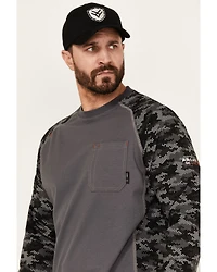 Ariat Men's FR Stretch Camo Print Long Sleeve Baseball Work T-Shirt