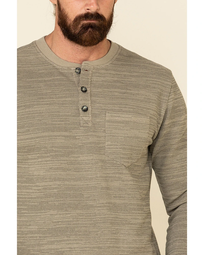 Moonshine Spirit Men's Tan Woodbourne Henley Long Sleeve Shirt