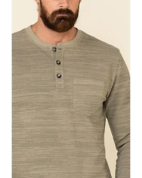 Moonshine Spirit Men's Tan Woodbourne Henley Long Sleeve Shirt