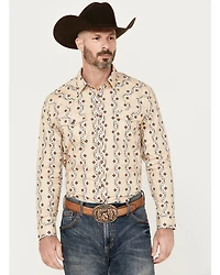 Cody James Men's Floral Striped Print Long Sleeve Snap Western Shirt