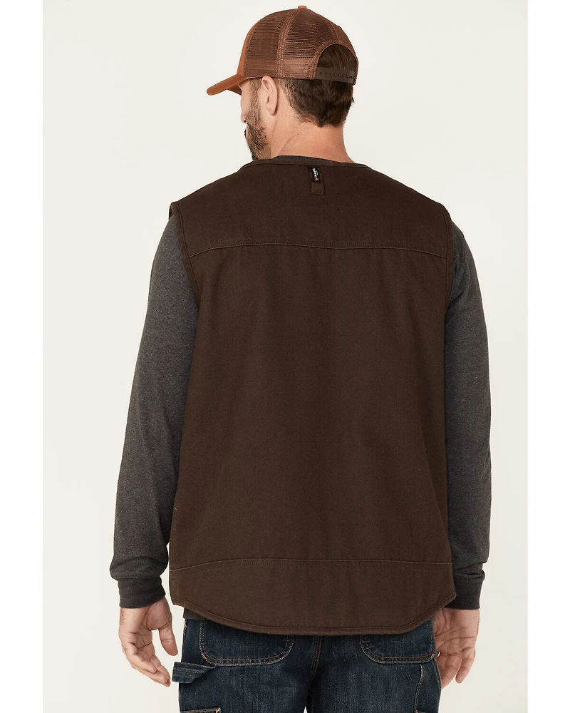 Hawx Men's Weathered Canvas Zip-Front Sherpa Lined Work Vest - Big