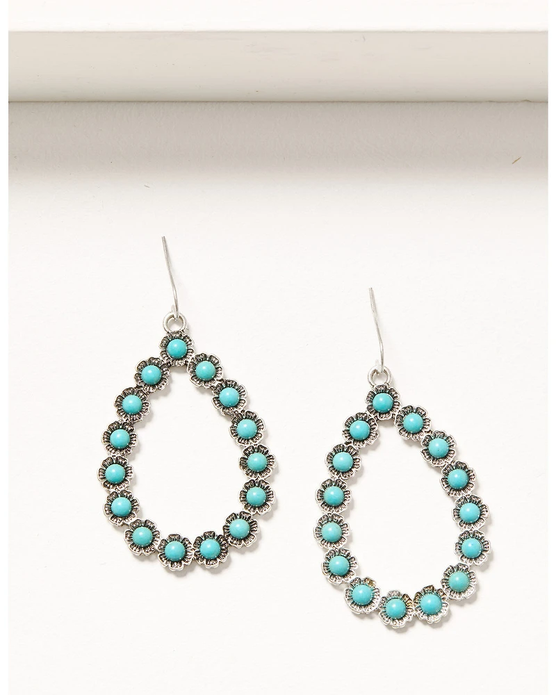 Shyanne Women's Silver Floral & Turquoise Beaded Dangle Earrings