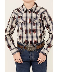 Cody James Boys' Zion Sunset Plaid Print Long Sleeve Snap Western Shirt