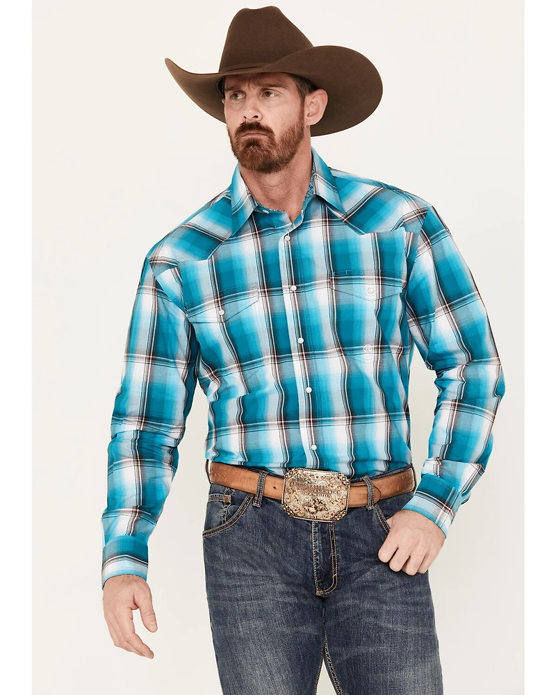 Roper Men's Amarillo Plaid Print Long Sleeve Western Pearl Snap Shirt
