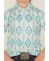 Rock & Roll Denim Boys' Southwestern Print Button-Down Polo Shirt