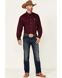 C‌inch Men's Solid Burgundy Button Long Sleeve Western Shirt
