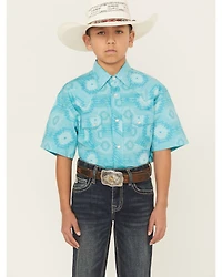 Rock & Roll Denim Boys' Southwestern Short Sleeve Snap Western Shirt