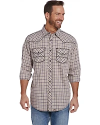 Cowboy Up Men's Enzyme Wash Plaid Print Long Sleeve Snap Western Shirt